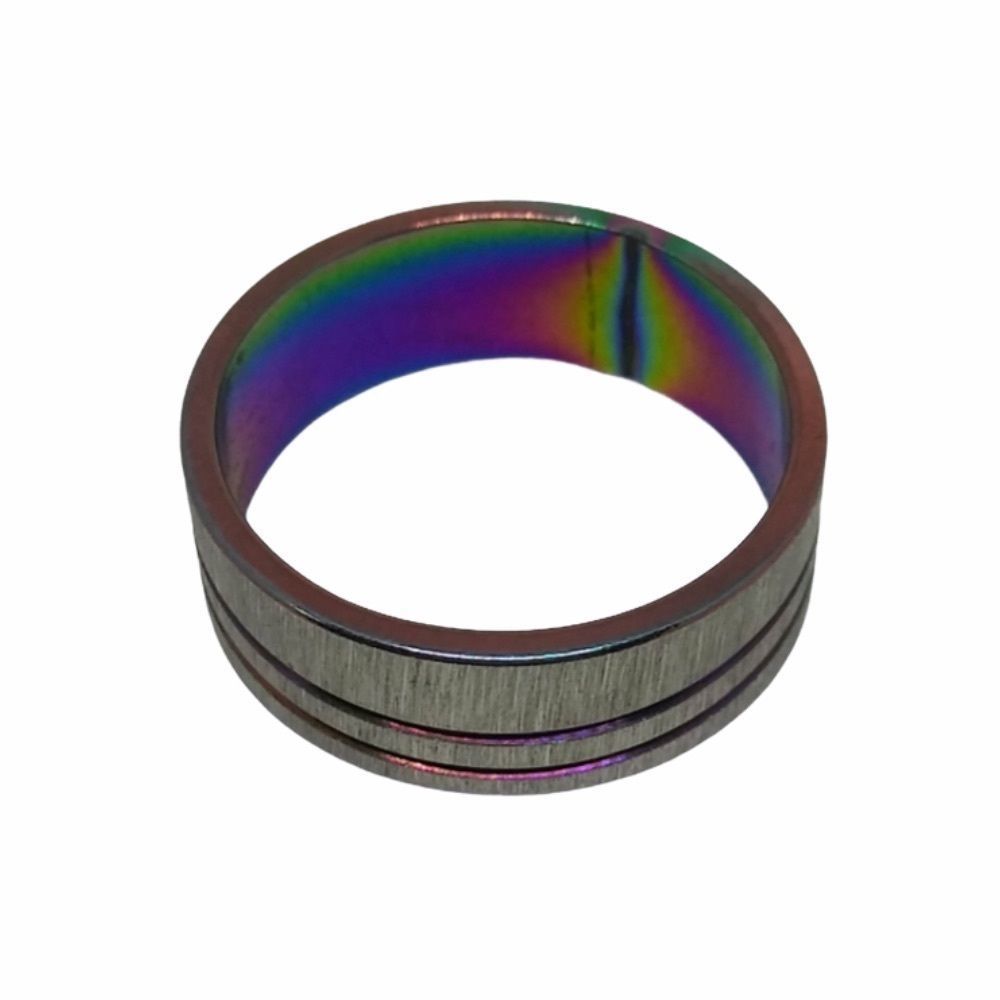 Unisex Oil Slick Holo Stainless Steel Wedding Band Style Ring